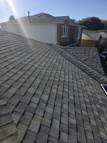 Long view across finished residential roofline by 905 Roofing Inc. in Durham Region and the GTA