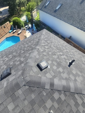Residential roof looking down toward street and driveway by 905 Roofing Inc. in Durham Region and the GTA
