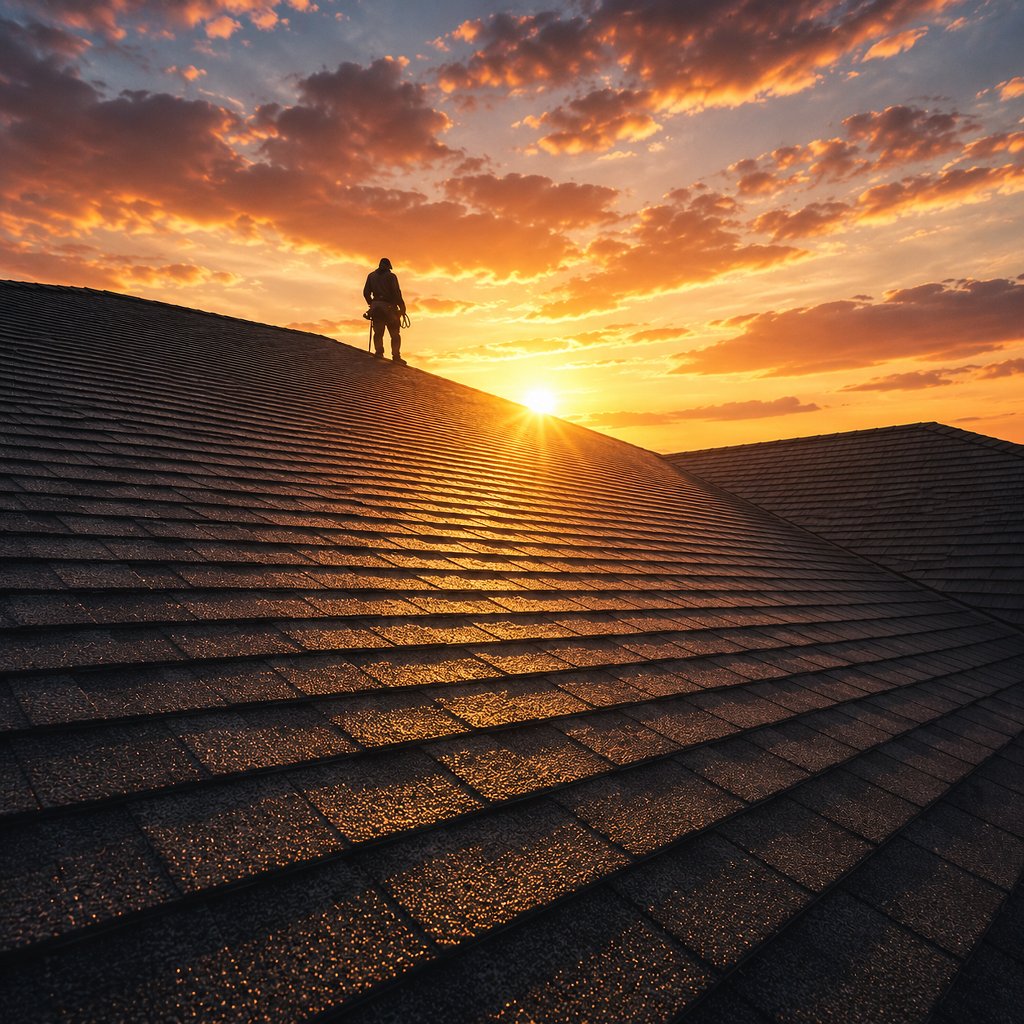 Pristine dark grey architectural shingles on a modern residential roof
