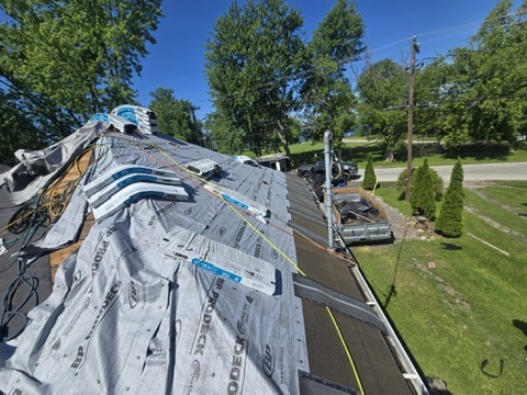 Roof underlayment and new shingles being installed by 905 Roofing Inc. in Durham Region and the GTA